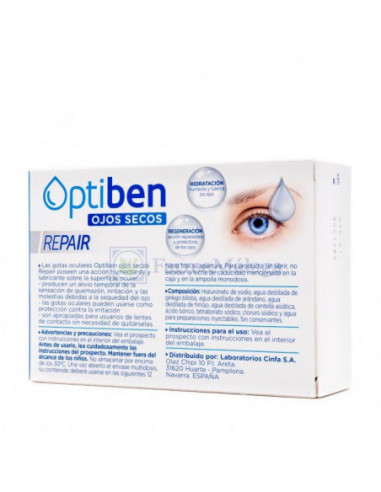 OPTIBEN GOTAS OJO SECO MONODOSIS 0.25 ML 20UD - Farmacia los Valles