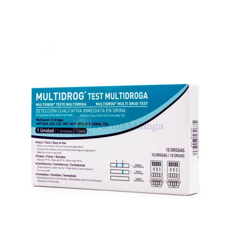 Test multi-droga en muestras de orina. 25 tests para 6 tipos de droga